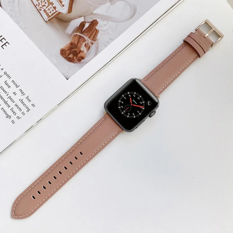 Dây đồng hồ thay thế da may cho Apple Watch Series, 7 41mm / 6&SE&5&4 40mm / 3&2&1 38mm, 7 45mm / 6&SE&5&4 44mm / 3&2&1 42mm