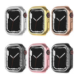 Ốp bảo vệ PC mạ điện một hàng kim cương cho Apple Watch Series, cho Apple Watch Series 9 / 8 / 7 41mm, cho Apple Watch Series 9 / 8 / 7 45mm