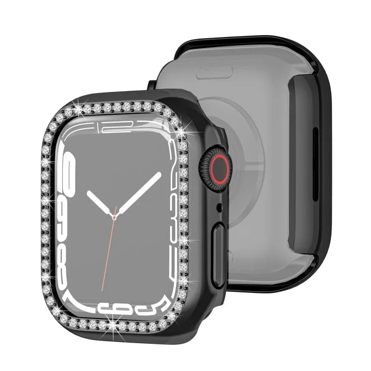 Ốp bảo vệ PC mạ điện một hàng kim cương cho Apple Watch Series, cho Apple Watch Series 9 / 8 / 7 41mm, cho Apple Watch Series 9 / 8 / 7 45mm