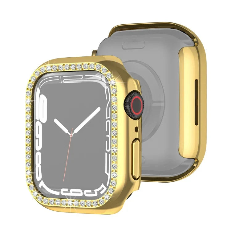 Ốp bảo vệ PC mạ điện một hàng kim cương cho Apple Watch Series, cho Apple Watch Series 9 / 8 / 7 41mm, cho Apple Watch Series 9 / 8 / 7 45mm