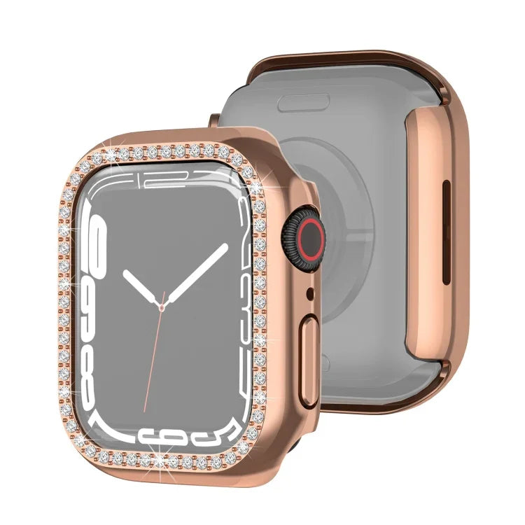 Ốp bảo vệ PC mạ điện một hàng kim cương cho Apple Watch Series, cho Apple Watch Series 9 / 8 / 7 41mm, cho Apple Watch Series 9 / 8 / 7 45mm