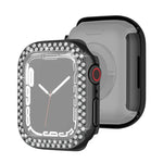 Ốp bảo vệ PC mạ điện hai hàng kim cương cho Apple Watch Series, cho Apple Watch Series 9 / 8 / 7 41mm, cho Apple Watch Series 9 / 8 / 7 45mm