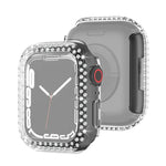 Ốp bảo vệ PC mạ điện hai hàng kim cương cho Apple Watch Series, cho Apple Watch Series 9 / 8 / 7 41mm, cho Apple Watch Series 9 / 8 / 7 45mm