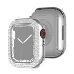Ốp bảo vệ PC mạ điện hai hàng kim cương cho Apple Watch Series, cho Apple Watch Series 9 / 8 / 7 41mm, cho Apple Watch Series 9 / 8 / 7 45mm