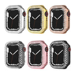 Ốp bảo vệ PC mạ điện hai hàng kim cương cho Apple Watch Series, cho Apple Watch Series 9 / 8 / 7 41mm, cho Apple Watch Series 9 / 8 / 7 45mm
