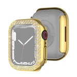 Ốp bảo vệ PC mạ điện hai hàng kim cương cho Apple Watch Series, cho Apple Watch Series 9 / 8 / 7 41mm, cho Apple Watch Series 9 / 8 / 7 45mm