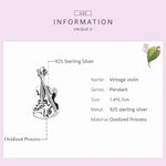 Hạt violin cổ điển bạc S925 làm vòng tay vòng cổ tự làm, violin cổ điển
