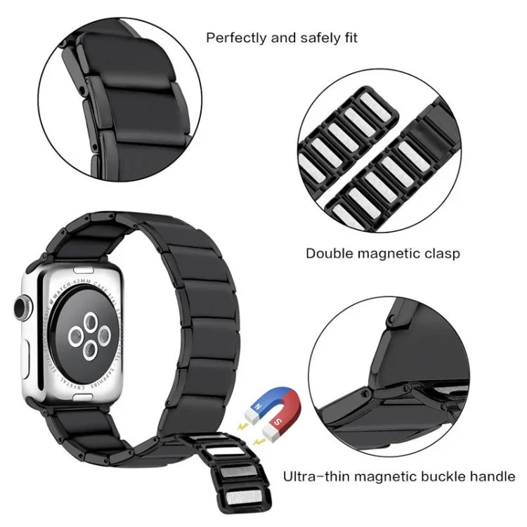 Dây thay thế thép từ tính khớp tre, Dành cho Apple Watch Series, 7 41mm / 6&SE&5&4 40mm / 3&2&1 38mm, 7 45mm / 6&SE&5&4 44mm / 3&2&1 42mm