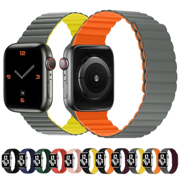 Dây đồng hồ ngắn tích hợp nam châm silicone cho Apple Watch Series, 7 41mm / 6&SE&5&4 40mm / 3&2&1 38mm, 7 45mm / 6&SE&5&4 44mm / 3&2&1 42mm