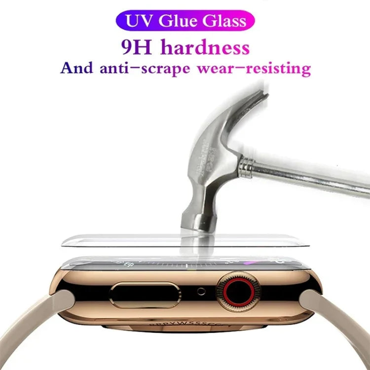 Miếng dán kính cường lực UV cong đầy đủ keo cho màn hình Apple Watch Series 9 / 8 / 7 41mm, cho Apple Watch Series 8 / 7 41mm, cho Apple Watch Series 8 / 7 45mm