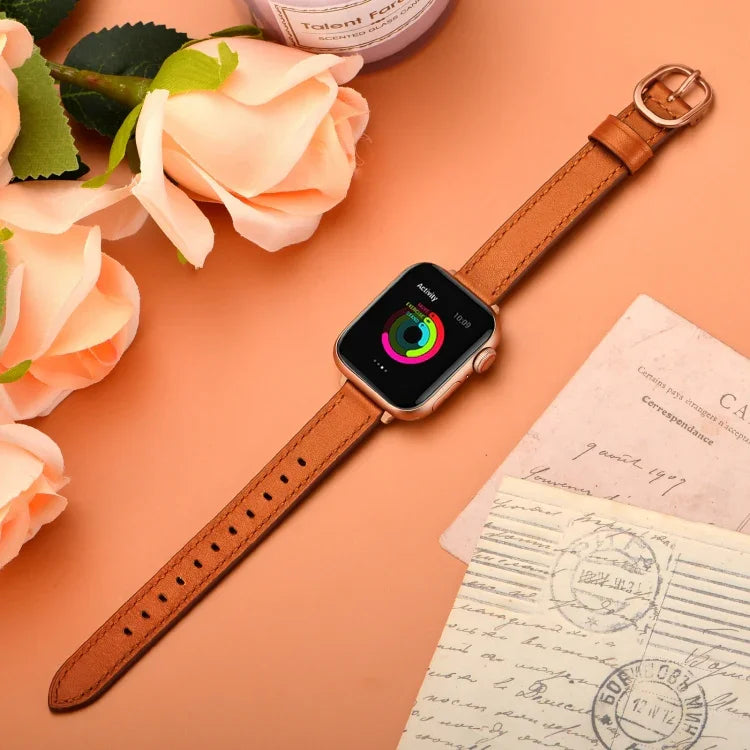 14mm Leather Strap Watchband For Apple Watch Series, 7 41mm / 6&SE&5&4 40mm / 3&2&1 38mm, 7 45mm / 6&SE&5&4 44mm / 3&2&1 42mm