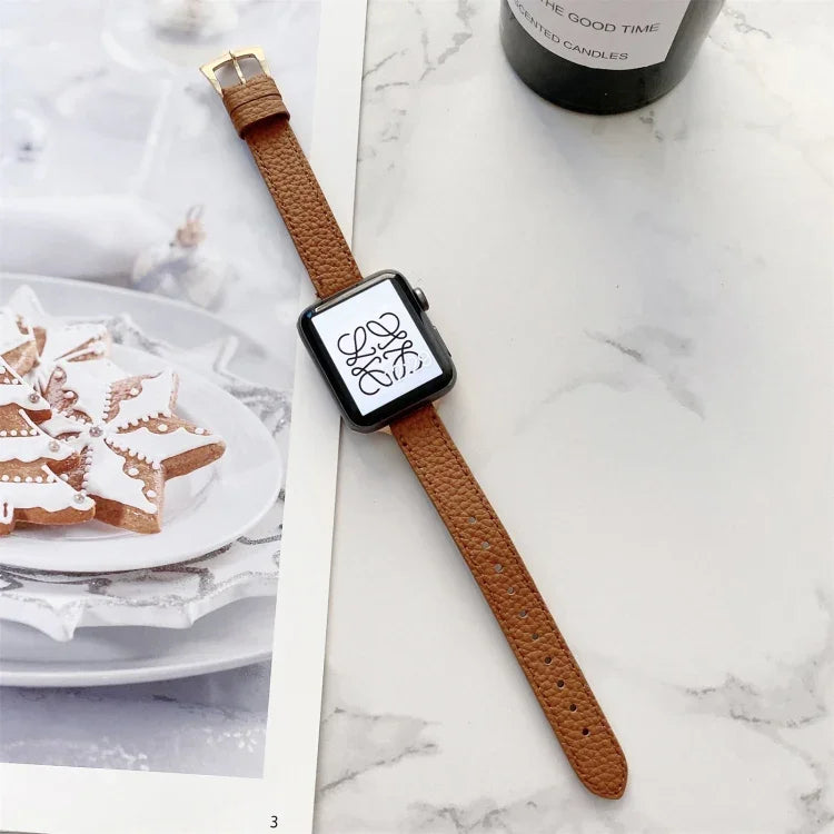 Dây đồng hồ mỏng họa tiết vân quả vải cho Apple Watch Series, 7 41mm / 6&SE&5&4 40mm / 3&2&1 38mm, 7 45mm / 6&SE&5&4 44mm / 3&2&1 42mm