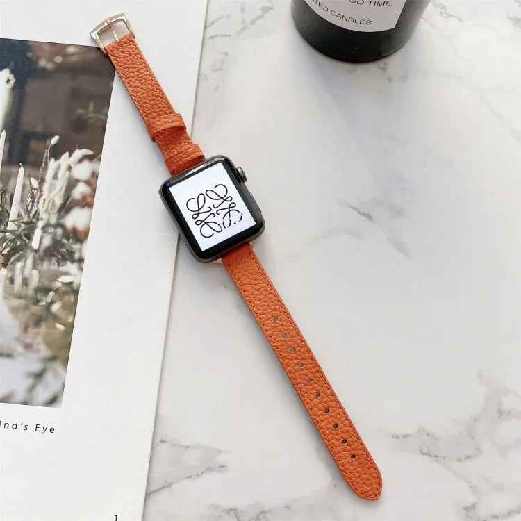 Dây đồng hồ mỏng họa tiết vân quả vải cho Apple Watch Series, 7 41mm / 6&SE&5&4 40mm / 3&2&1 38mm, 7 45mm / 6&SE&5&4 44mm / 3&2&1 42mm
