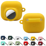 Vỏ bảo vệ silicone chống sốc, bao phủ toàn bộ 2 trong 1 cho AirPods 3 / AirTag thế hệ 2 / AirTag thế hệ 1, dùng cho AirPods 3 / AirTag