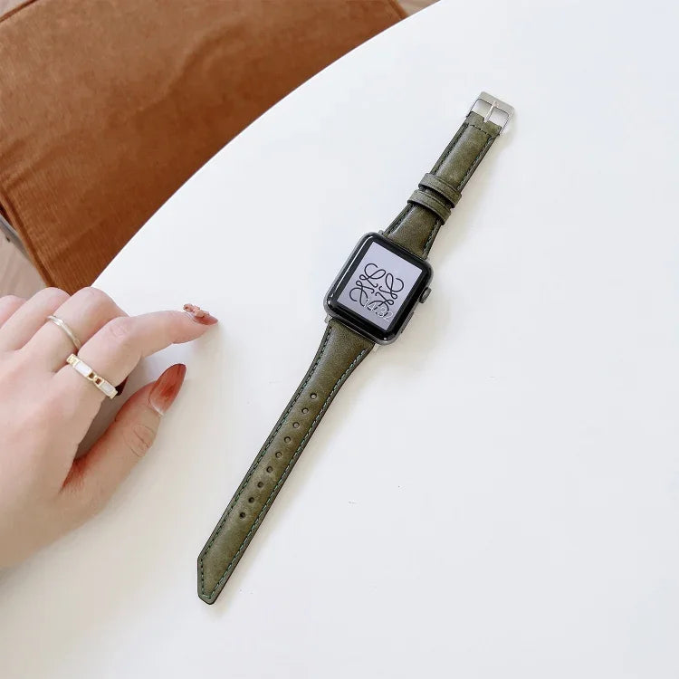 Dây đồng hồ thay thế bằng da bò hình đuôi dao cho Apple Watch Series, 7 45mm / 6&SE&5&4 44mm / 3&2&1 42mm, 7 41mm / 6&SE&5&4 40mm / 3&2&1 38mm