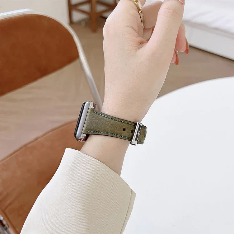 Dây đồng hồ thay thế bằng da bò hình đuôi dao cho Apple Watch Series, 7 45mm / 6&SE&5&4 44mm / 3&2&1 42mm, 7 41mm / 6&SE&5&4 40mm / 3&2&1 38mm