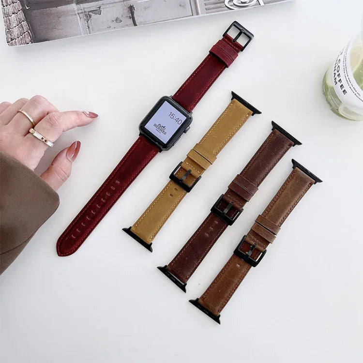 Dây đồng hồ thay thế họa tiết da ngựa điên mờ cho Apple Watch Series, 7 45mm / 6&SE&5&4 44mm / 3&2&1 42mm, 7 41mm / 6&SE&5&4 40mm / 3&2&1 38mm