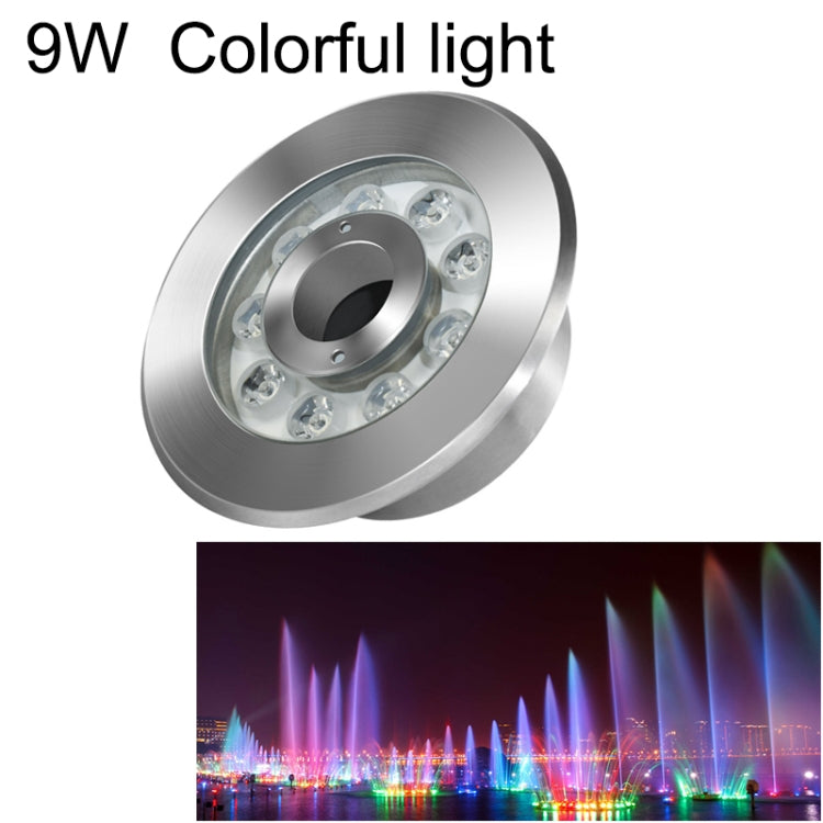 Đèn phun nước dưới nước vòng cảnh quan LED thép không gỉ đổi màu nhiều màu, 9W, 12W, 24W