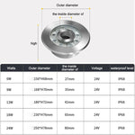 Đèn phun nước dưới nước vòng cảnh quan LED thép không gỉ đổi màu nhiều màu, 9W, 12W, 24W