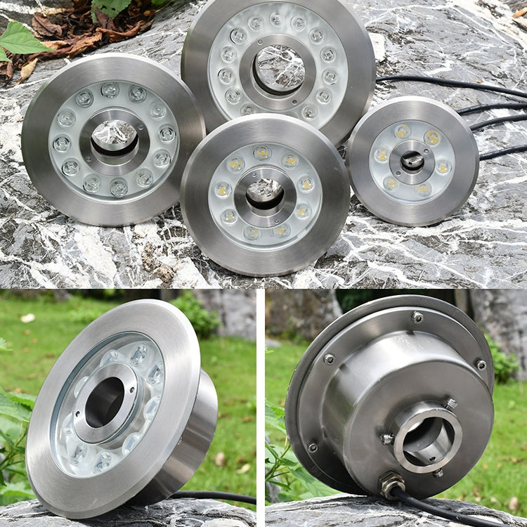 Đèn phun nước dưới nước vòng cảnh quan LED thép không gỉ đổi màu nhiều màu, 9W, 12W, 24W