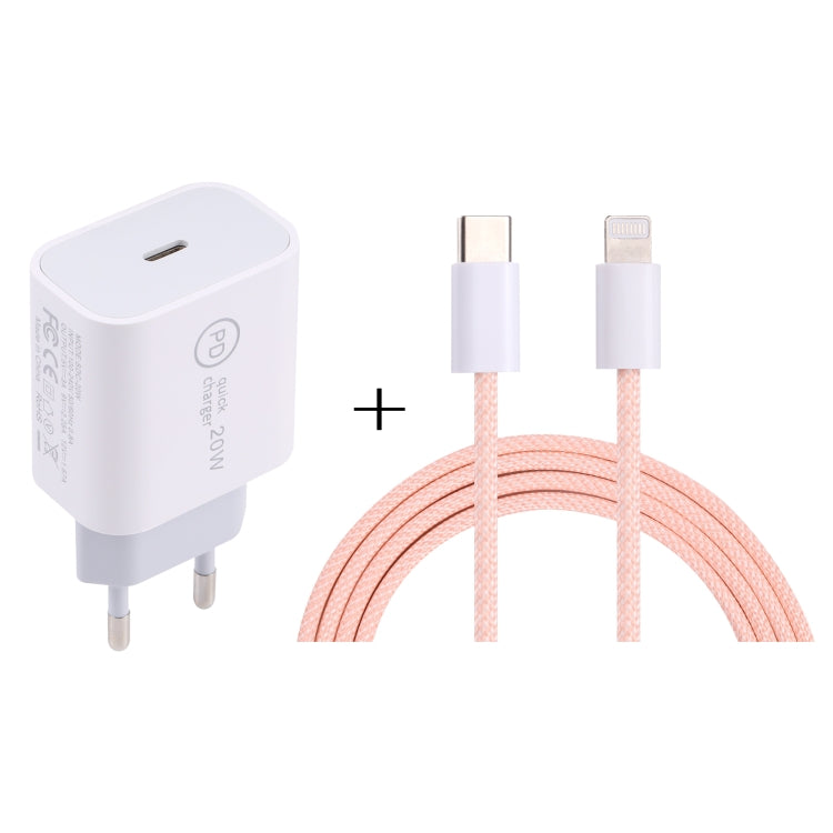 Bộ sạc du lịch SDC-20W PD USB-C / Type-C + bộ cáp dữ liệu USB-C / Type-C sang 8 Pin 12W dài 1m, phích cắm EU, US
