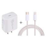 SDC-20W PD USB-C / Type-C Travel Charger + 1m 12W USB-C / Type-C to 8 Pin Data Cable Set,, EU Plug, US Plug