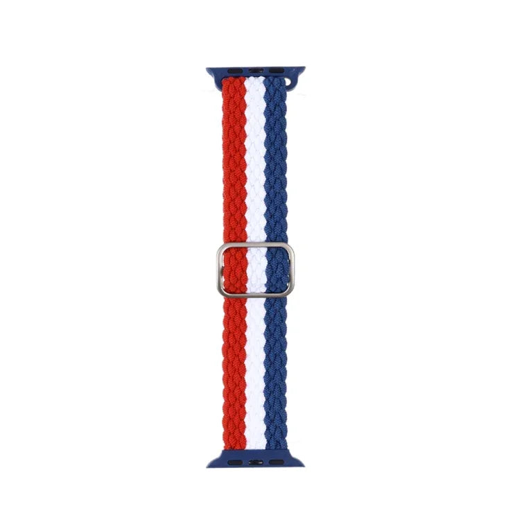 Adjustable Striped Woven Nylon Strap Watchband For Apple Watch Series, 7 41mm / 6&SE&5&4 40mm / 3&2&1 38mm, 7 45mm / 6&SE&5&4 44mm / 3&2&1 42mm