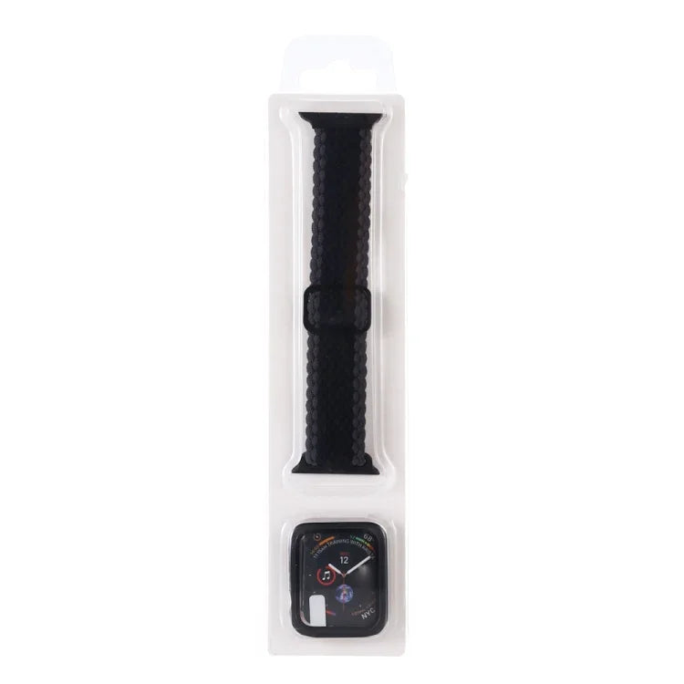 Bộ Dây Đeo Đồng Hồ Dây Nylon Dệt Sọc Có Thể Điều Chỉnh + Ốp Đồng Hồ Cho Apple Watch Series, 7 41mm/6&SE&5&4 40mm/3&2&1 38mm, 7 45mm/6&SE&5&4 44mm/3&2&1 42mm