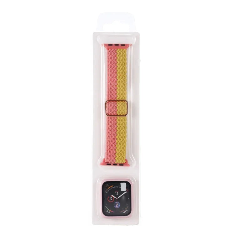 Bộ Dây Đeo Đồng Hồ Dây Nylon Dệt Sọc Có Thể Điều Chỉnh + Ốp Đồng Hồ Cho Apple Watch Series, 7 41mm/6&SE&5&4 40mm/3&2&1 38mm, 7 45mm/6&SE&5&4 44mm/3&2&1 42mm