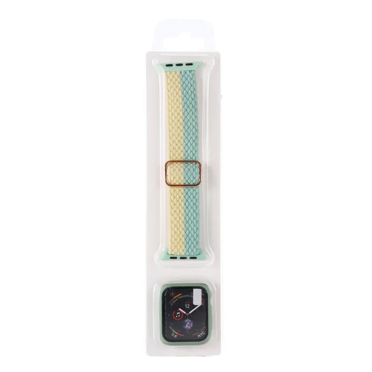 Bộ Dây Đeo Đồng Hồ Dây Nylon Dệt Sọc Có Thể Điều Chỉnh + Ốp Đồng Hồ Cho Apple Watch Series, 7 41mm/6&SE&5&4 40mm/3&2&1 38mm, 7 45mm/6&SE&5&4 44mm/3&2&1 42mm