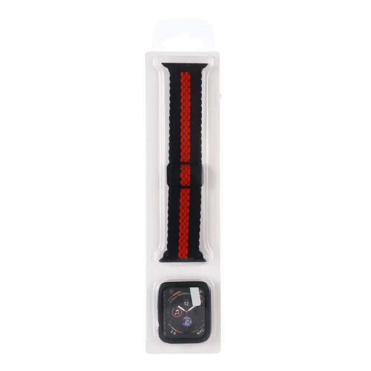 Bộ Dây Đeo Đồng Hồ Dây Nylon Dệt Sọc Có Thể Điều Chỉnh + Ốp Đồng Hồ Cho Apple Watch Series, 7 41mm/6&SE&5&4 40mm/3&2&1 38mm, 7 45mm/6&SE&5&4 44mm/3&2&1 42mm