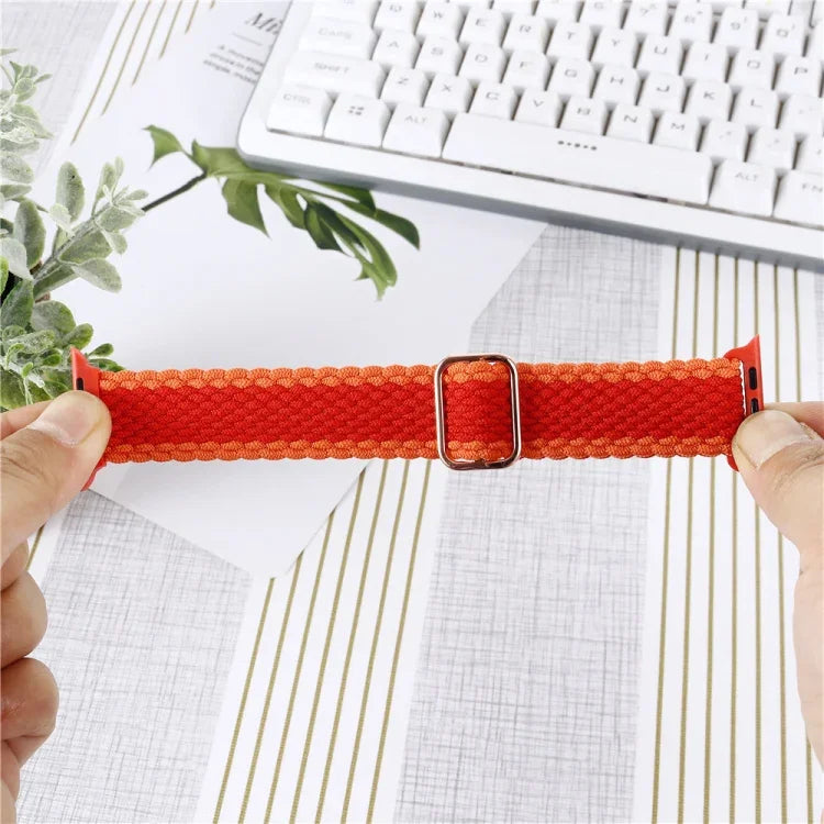 Bộ Dây Đeo Đồng Hồ Dây Nylon Dệt Sọc Có Thể Điều Chỉnh + Ốp Đồng Hồ Cho Apple Watch Series, 7 41mm/6&SE&5&4 40mm/3&2&1 38mm, 7 45mm/6&SE&5&4 44mm/3&2&1 42mm