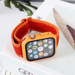 Bộ Dây Đeo Đồng Hồ Dây Nylon Dệt Sọc Có Thể Điều Chỉnh + Ốp Đồng Hồ Cho Apple Watch Series, 7 41mm/6&SE&5&4 40mm/3&2&1 38mm, 7 45mm/6&SE&5&4 44mm/3&2&1 42mm