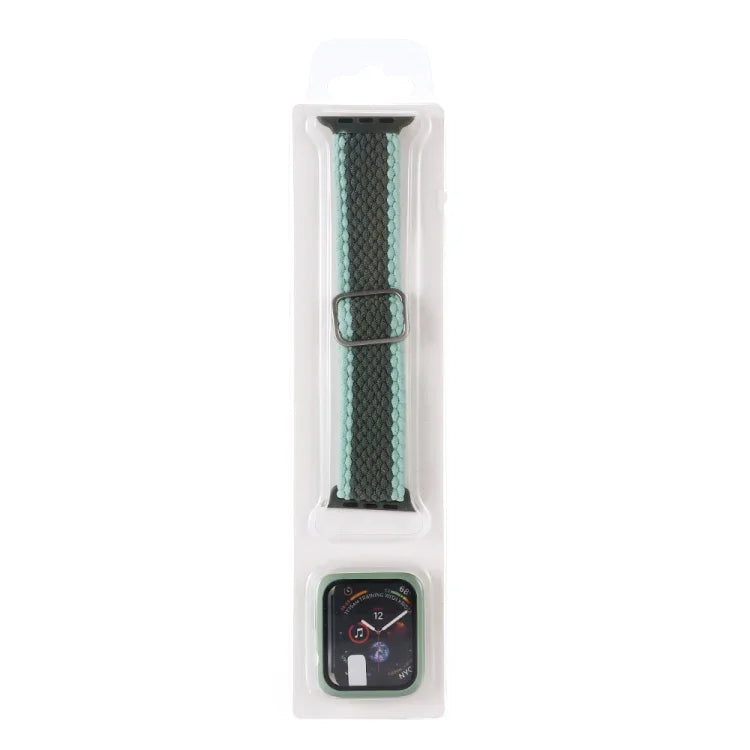 Bộ Dây Đeo Đồng Hồ Dây Nylon Dệt Sọc Có Thể Điều Chỉnh + Ốp Đồng Hồ Cho Apple Watch Series, 7 41mm/6&SE&5&4 40mm/3&2&1 38mm, 7 45mm/6&SE&5&4 44mm/3&2&1 42mm