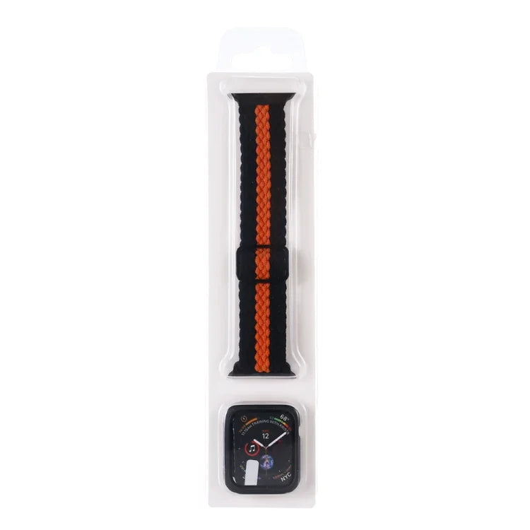 Bộ Dây Đeo Đồng Hồ Dây Nylon Dệt Sọc Có Thể Điều Chỉnh + Ốp Đồng Hồ Cho Apple Watch Series, 7 41mm/6&SE&5&4 40mm/3&2&1 38mm, 7 45mm/6&SE&5&4 44mm/3&2&1 42mm