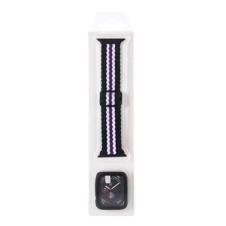 Bộ Dây Đeo Đồng Hồ Dây Nylon Dệt Sọc Có Thể Điều Chỉnh + Ốp Đồng Hồ Cho Apple Watch Series, 7 41mm/6&SE&5&4 40mm/3&2&1 38mm, 7 45mm/6&SE&5&4 44mm/3&2&1 42mm