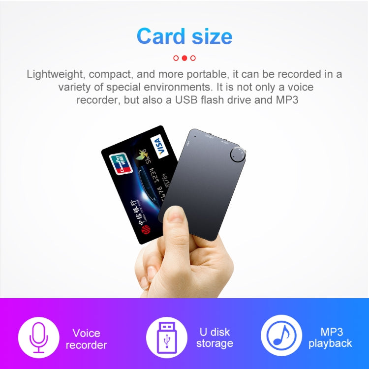 Máy ghi âm thẻ siêu mỏng di động K2, 4GB, 8GB, 16GB, 32GB