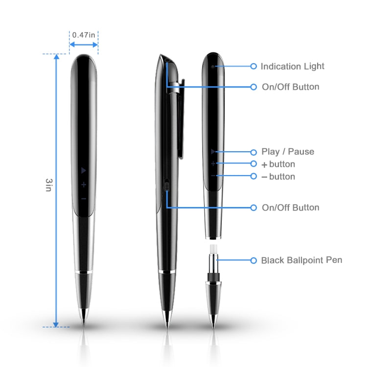 Bút ghi âm hội nghị điều khiển giọng nói giảm tiếng ồn độ nét cao AI thông minh Q9, 4GB, 8GB, 16GB, 32GB