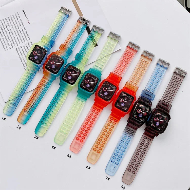 Dây đồng hồ TPU trong suốt chuyển màu Jelly Gradient cho Apple Watch Series, 7 41mm / 6&SE&5&4 40mm / 3&2&1 38mm, 7 45mm / 6&SE&5&4 44mm / 3&2&1 42mm