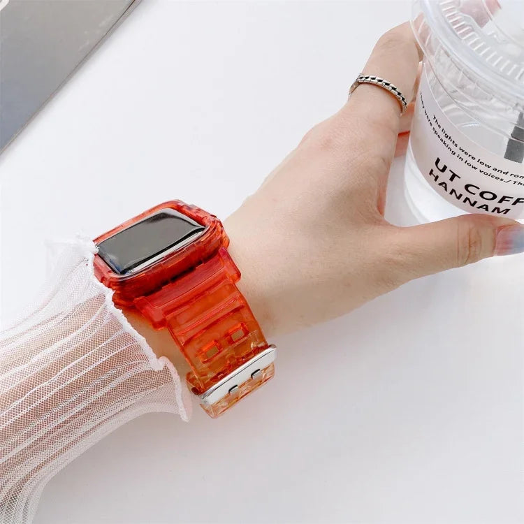 Dây đồng hồ TPU trong suốt chuyển màu Jelly Gradient cho Apple Watch Series, 7 41mm / 6&SE&5&4 40mm / 3&2&1 38mm, 7 45mm / 6&SE&5&4 44mm / 3&2&1 42mm