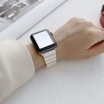 Dây đồng hồ thép một hạt gốm cho Apple Watch Series, 7 41mm / 6&SE&5&4 40mm / 3&2&1 38mm, 7 45mm / 6&SE&5&4 44mm / 3&2&1 42mm