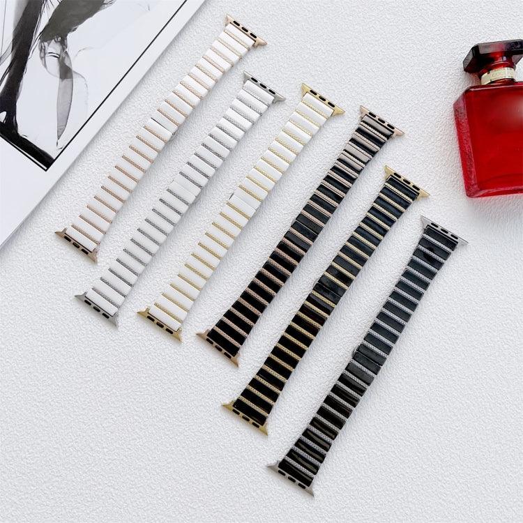 Dây đồng hồ thép một hạt gốm cho Apple Watch Series, 7 41mm / 6&SE&5&4 40mm / 3&2&1 38mm, 7 45mm / 6&SE&5&4 44mm / 3&2&1 42mm