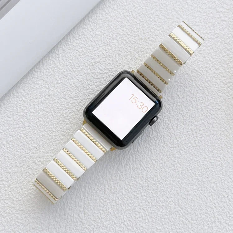 Dây đồng hồ thép một hạt gốm cho Apple Watch Series, 7 41mm / 6&SE&5&4 40mm / 3&2&1 38mm, 7 45mm / 6&SE&5&4 44mm / 3&2&1 42mm