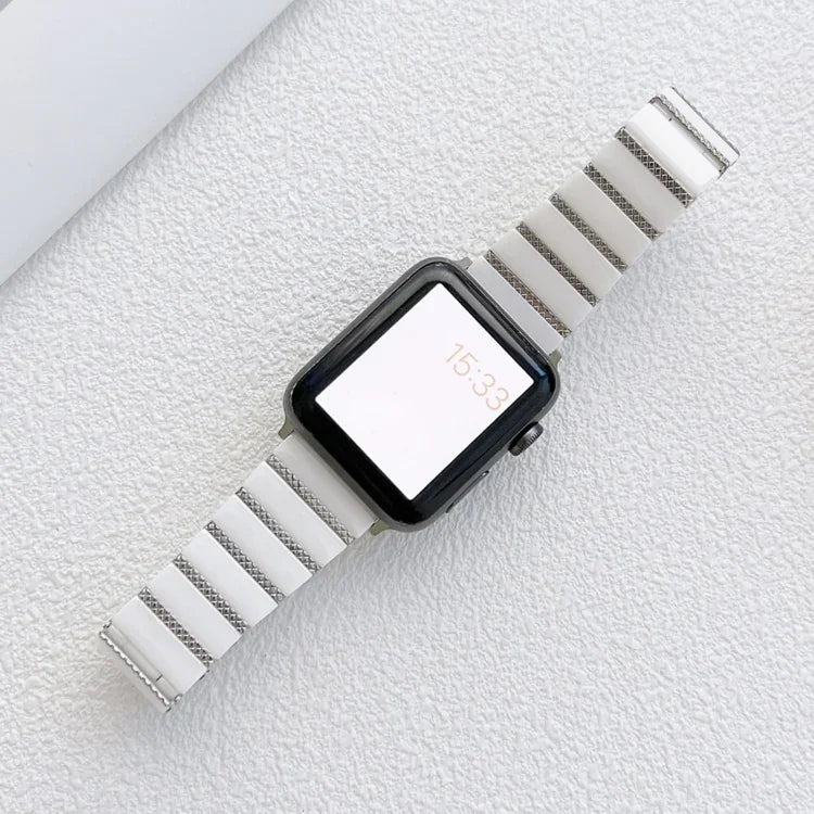 Dây đồng hồ thép một hạt gốm cho Apple Watch Series, 7 41mm / 6&SE&5&4 40mm / 3&2&1 38mm, 7 45mm / 6&SE&5&4 44mm / 3&2&1 42mm