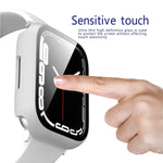 Ốp bảo vệ 2 trong 1 khung PC + kính cường lực, Dành cho Apple Watch Series 9 / 8 / 7 41mm, Dành cho Apple Watch Series 8 / 7 45mm