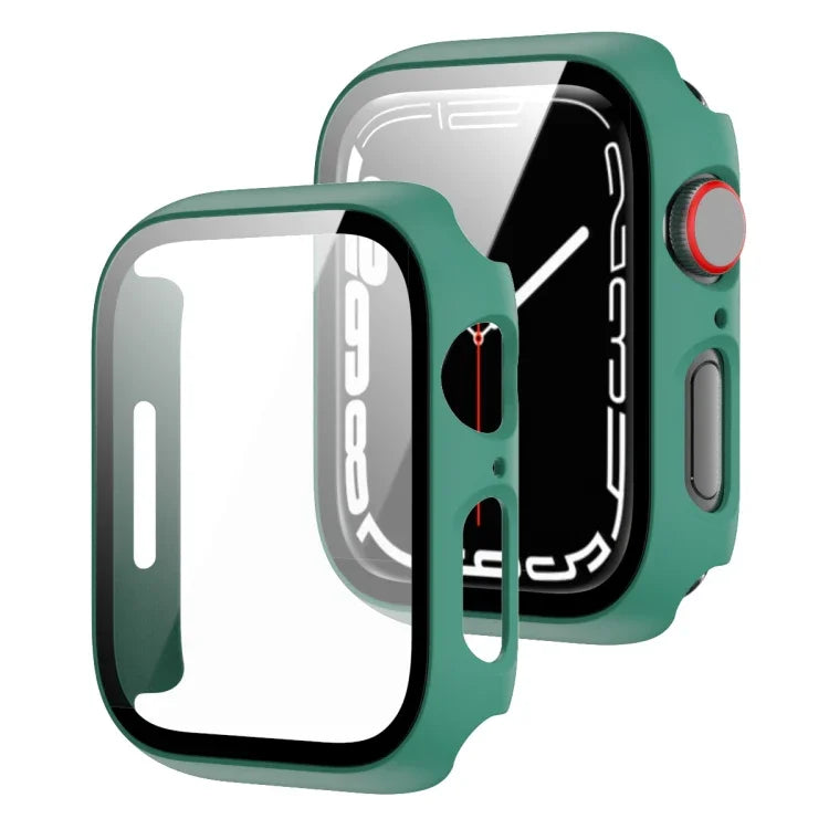 Ốp bảo vệ 2 trong 1 khung PC + kính cường lực, Dành cho Apple Watch Series 9 / 8 / 7 41mm, Dành cho Apple Watch Series 8 / 7 45mm