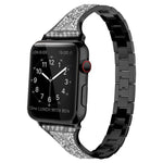 Diamond Encrusted Leather Strap Watchband For Apple Watch Series, 7 41mm / 6&SE&5&4 40mm / 3&2&1 38mm, 7 45mm / 6&SE&5&4 44mm / 3&2&1 42mm