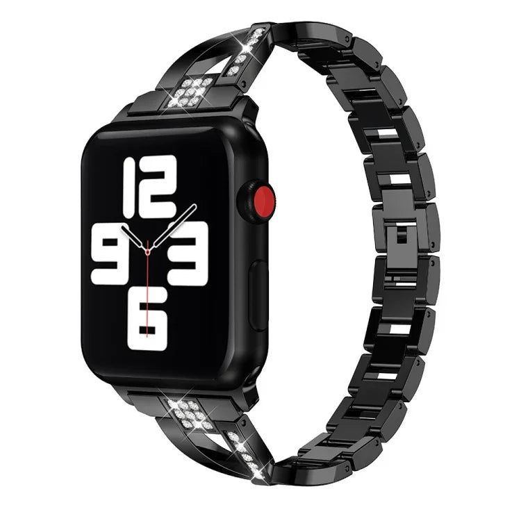 Dây đồng hồ thép không gỉ đính kim cương cho Apple Watch Series, 7 41mm / 6&SE&5&4 40mm / 3&2&1 38mm, 7 45mm / 6&SE&5&4 44mm / 3&2&1 42mm
