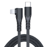 Cáp dữ liệu điện thoại 6A PD 20W USB-C / Type-C sang 8 Pin góc, 1m, 2m