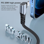 Cáp dữ liệu điện thoại 6A PD 20W USB-C / Type-C sang 8 Pin góc, 1m, 2m